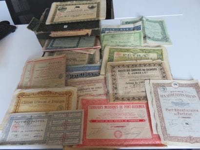 Scripophilie - Lot de 151 Titres anciens,...