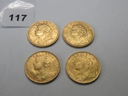 Gold coins - Switzerland - Lot of 4 x 20...