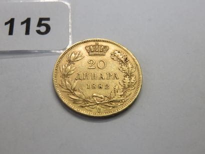 Gold coin - Serbia - 20 Dinara Milan IV Obrénovitch...