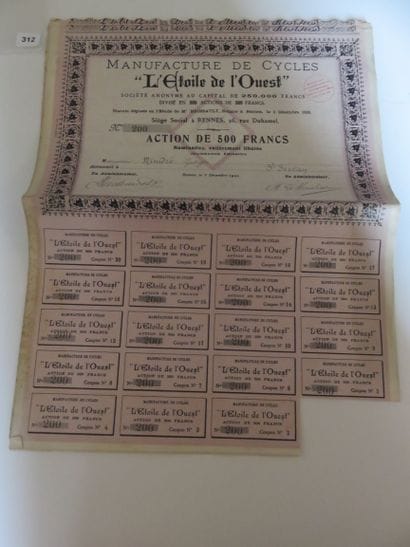 Scripophilie - Lot de 11 x Action de 500...