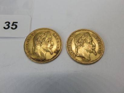 Gold coins - France - Lot of 2 x 20 Francs...