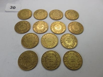 Gold coins - France - Lot of 14 x 20 Francs...