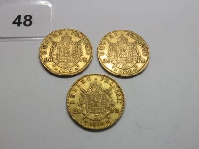 Gold coins - France - Lot of 3 x 20 Francs...