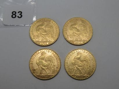 Gold coins - France - Lot of 4 x 20 Francs...