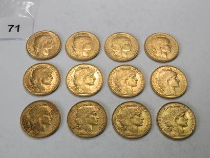 Gold coins - France - Lot of 12 x 20 Francs...