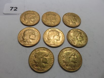 Gold Coins - France - Lot of 8 x 20 Francs...