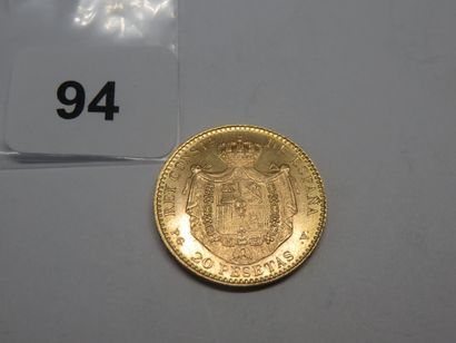 Gold coin - Spain - 20 Pesetas Alphonse XIII...