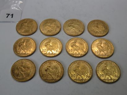 Gold coins - France - Lot of 12 x 20 Francs...