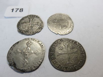 Monnaies Royales - Henri III - Lot de 4 monnaies...
