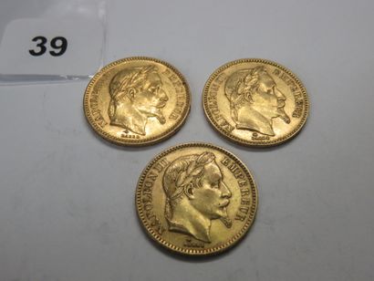 Gold coins - France - Lot of 3 x 20 Francs...