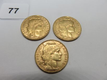 Gold Coins - France - Lot of 3 x 20 Francs...
