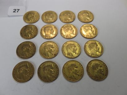 Gold coins - France - Lot of 16 x 20 Francs...