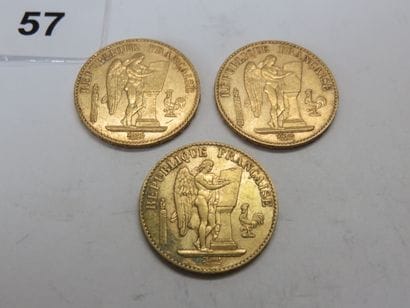 Gold coins - France - Lot of 3 x 20 Francs...
