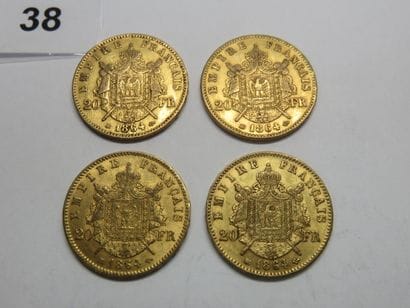 Gold coins - France - Lot of 4 x 20 Francs...
