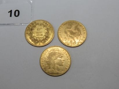 Gold coins - France - Lot of 3 x 10 Francs,...
