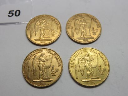 Gold Coins - France - Lot of 4 x 20 Francs...