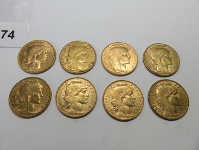 Gold Coins - France - Lot of 8 x 20 Francs...