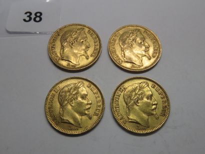 Gold coins - France - Lot of 4 x 20 Francs...