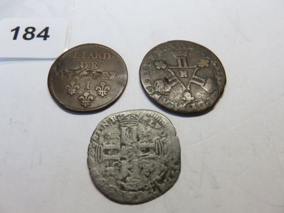 Monnaies Royales - Louis XIV - Lot de 3 monnaies...