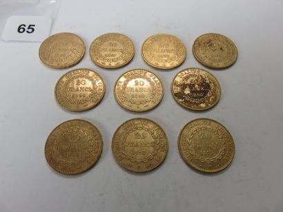 Gold coins - France - Lot of 10 x 20 Francs...
