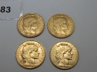 Gold coins - France - Lot of 4 x 20 Francs...