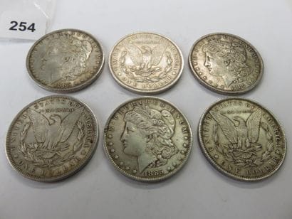 Monnaies - USA - Lot de 6 x 1 Dollar Morgan...