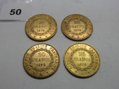 Gold Coins - France - Lot of 4 x 20 Francs...