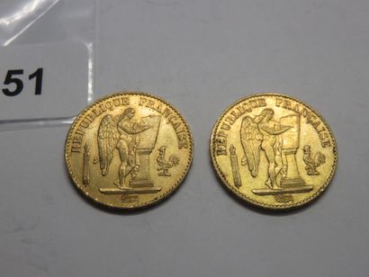 Gold coins - France - Lot of 2 x 20 Francs...