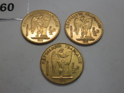 Gold Coins - France - Lot of 3 x 20 Francs...