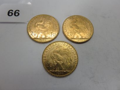 Gold coins - France - Lot of 3 x 20 Francs...