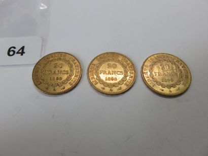 Gold Coins - France - Lot of 3 x 20 Francs...
