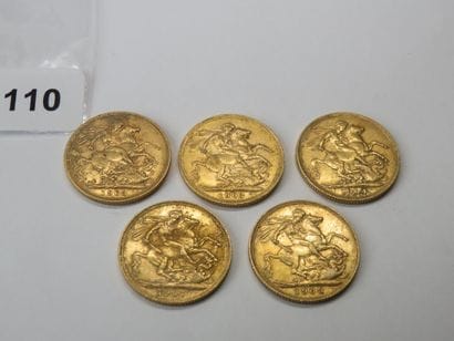 Gold coins - British Empire - Lot of 5 x...