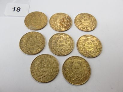 Gold Coins - France - Lot of 8 x 20 Francs...
