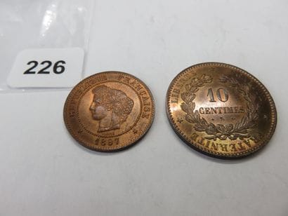 Coins - France - Lot of 2 bronze Ceres coins,...
