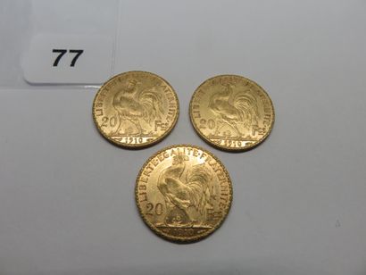 Gold Coins - France - Lot of 3 x 20 Francs...