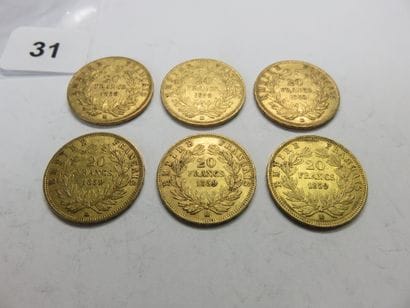 Gold coins - France - Lot of 6 x 20 Francs...