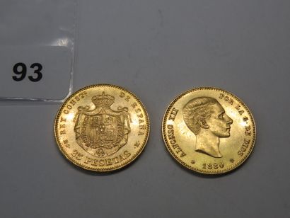 Gold coins - Spain - Lot of 2 x 25 Pesetas...