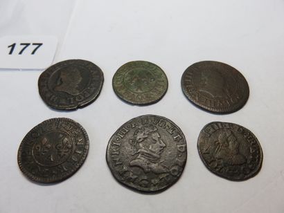 Monnaies Royales - Henri III - Lot de 6 monnaies...