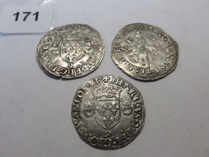 Monnaies Royales - Henri II - Lot de 3 x...
