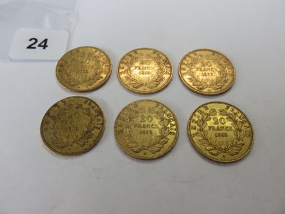 Gold coins - France - Lot of 6 x 20 Francs...