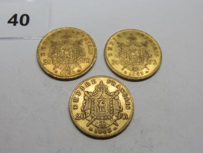Gold coins - France - Lot of 3 x 20 Francs...