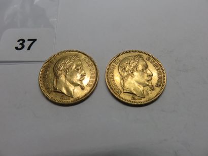 Gold coins - France - Lot of 2 x 20 Francs...