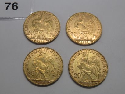 Gold Coins - France - Lot of 4 x 20 Francs...