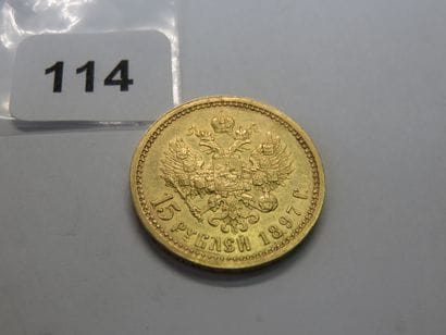Gold coin - Russia - 15 Nicholas II Rubles...