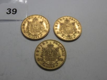 Gold coins - France - Lot of 3 x 20 Francs...