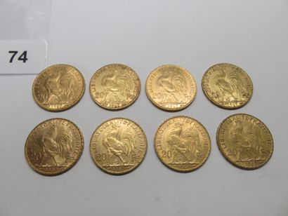 Gold Coins - France - Lot of 8 x 20 Francs...