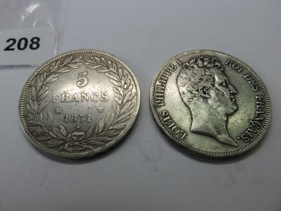 Coins - France - Lot of 2 x 5 Francs Louis-Philippe...