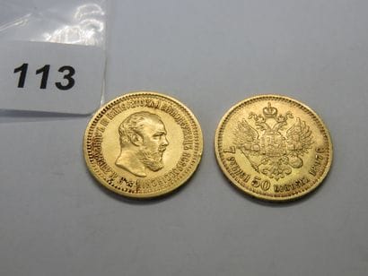 Gold coins - Russia - Lot of 2 coins, 5 Rubles...