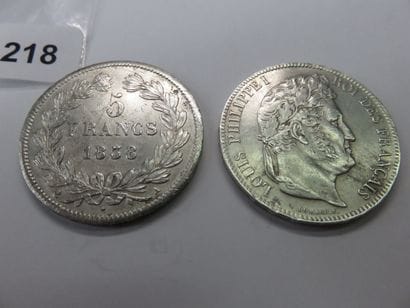 Coins - France - Lot of 2 x 5 Francs Louis-Philippe...