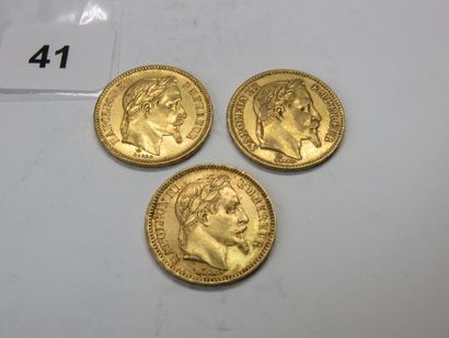 Gold coins - France - Lot of 3 x 20 Francs...